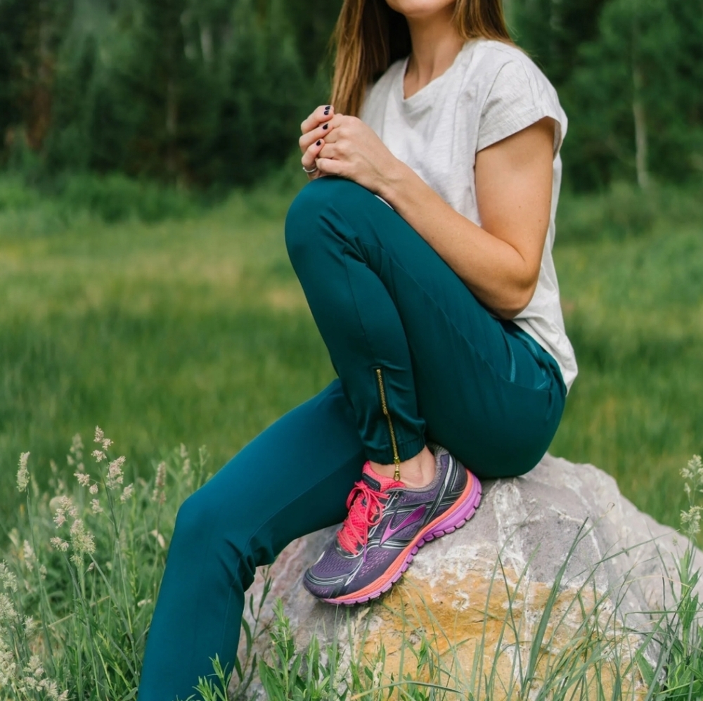 Dark Teal Peak Zipper Joggers